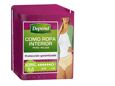 Depend Braguitas Absorbentes Pérdidas Orina, Absorción Normal, Talla S-M - 10 ud Embalaje Deteriorado For Sale