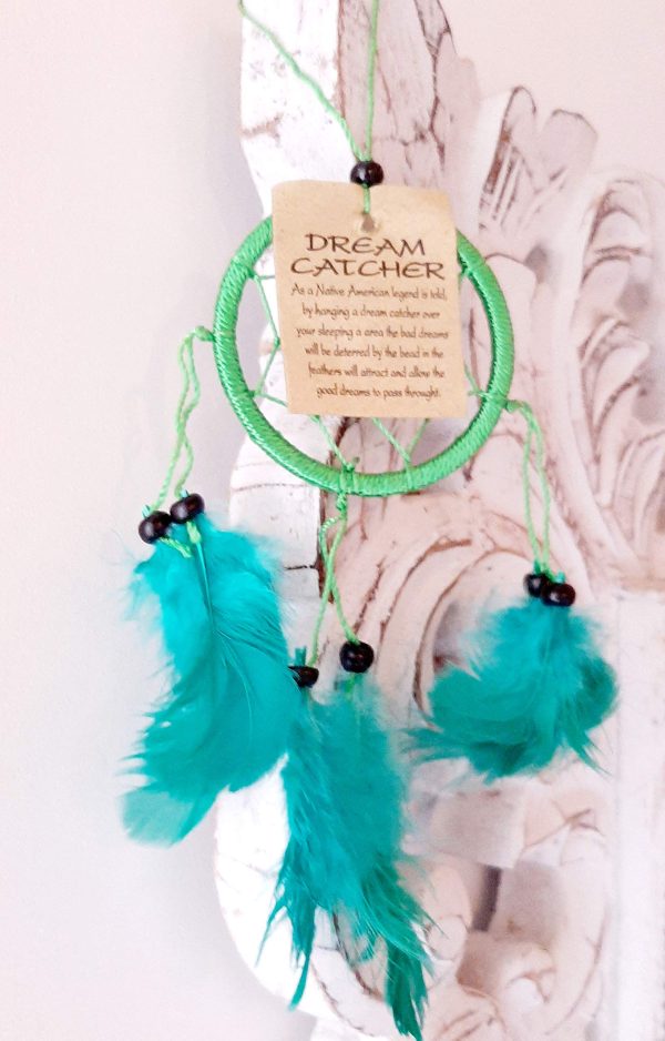 Atrapasueños Verde Hecho a Mano Attrape Vientos Trampa Cauchemars Plumas Sueños Dreamcatcher Pequeño Anti Dragón Indio Embalaje Deteriorado Discount